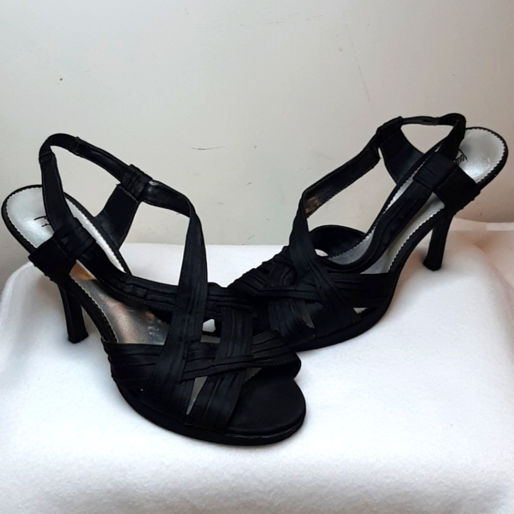 Black strappy heels (size 9)